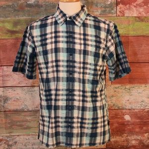 Patagonia Blue Plaid Cotton Shirt Size Medium